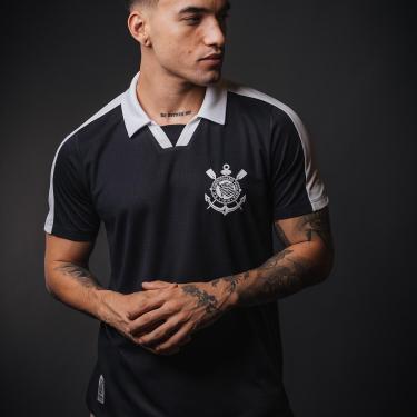 Imagem de Camisa Polo Corinthians Preta Casual Masculina-Masculino