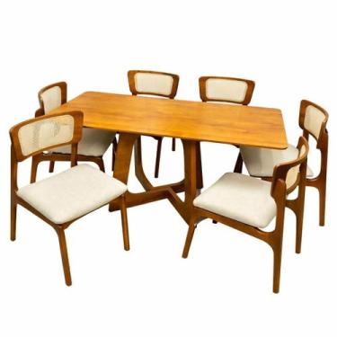Imagem de Mesa de Jantar Dubai Flex 160x80cm Sem Vidro e 6 Cadeiras New Viena em