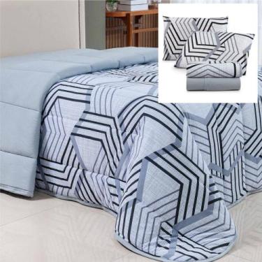 Imagem de Coordenado Edredom e Lençol Queen Sonho Bom em Malha 5 Peças - Cinza -