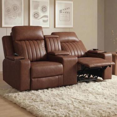 Imagem de Poltrona Reclinável Cinema 2 Lugares Baú Usb Pu Moscou Sint Camel Z57 