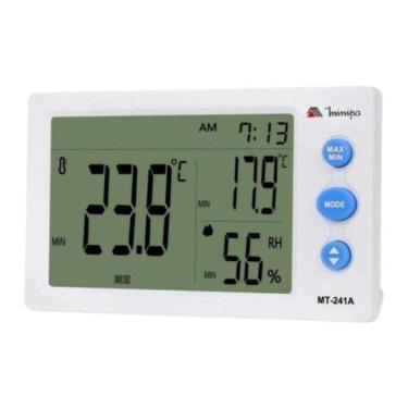 Imagem de Relógio Termo Higrômetro MT241A com Leitura de Temperatura Interna e Externa e Registro...