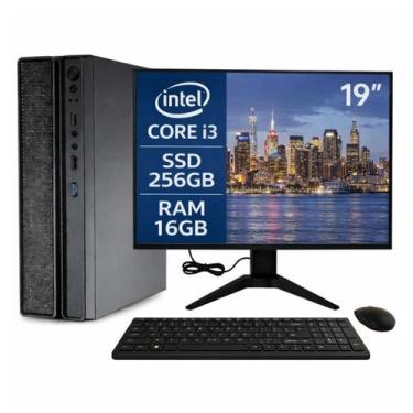 Imagem de Computador Slim PC Completo i3 8ª 16GB 256GB + Monitor 19" - MultiPC