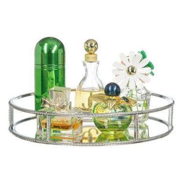 Imagem de Bandeja Luxo Espelhada Decoração Perfumes Cosméticos Lavabo Banheiro C