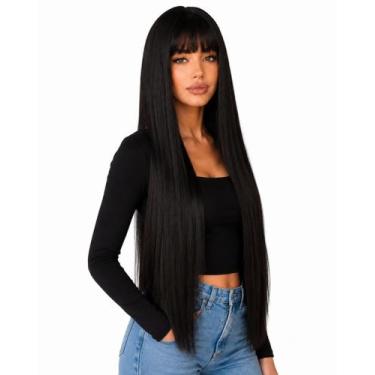 Imagem de Peruca Lisa com Franja Realista 70cm Fibra Premiun - D&D Commerce
