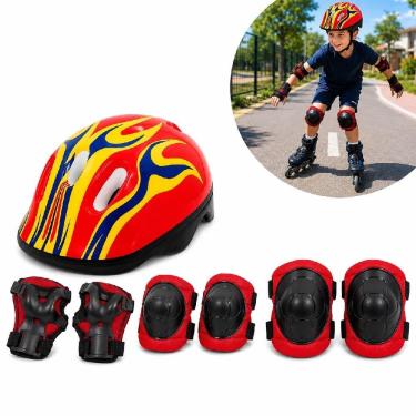 Imagem de Kit de Proteção Infantil Capacete com Joelheiras e Cotoveleiras para Crianças Até 6 Anos