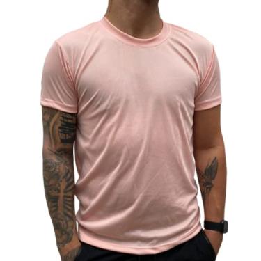 Imagem de Camiseta Dry Fit Treino Masculina Academia Musculação Corrida 100% Poliéster (G, Rosa)