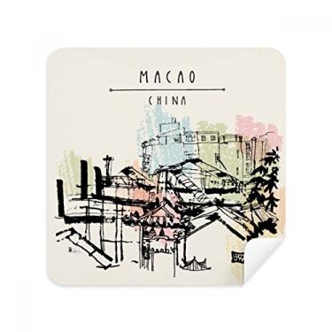 Imagem de Limpeza de tela de tecido de camurça com estampa de arranha-céus em Macau China Pacote com 2