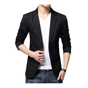Imagem de Dawwoti Blazer masculino slim fit casual com dois botões e lapela entalhada, paletó separado, Preto, 4G