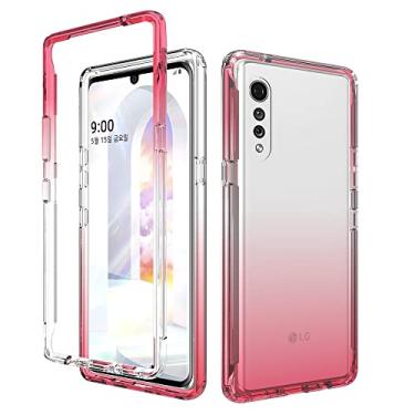 Imagem de YUNCHAO Caixa de telefone Para LG Velvet Choffrof High Transparência de Alteração Gradual de duas cores PC+TPU Candy Colors Case de proteção telefônica capa para celular