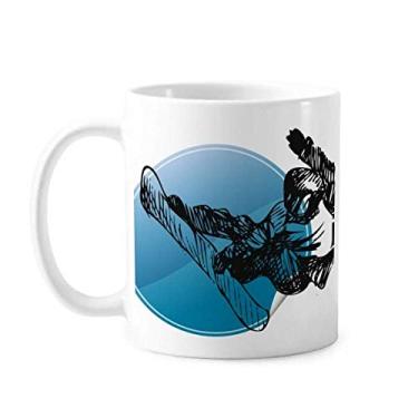 Imagem de Esqui Esqui Ilustração Padrão Caneca Cerâmica Cerâmica Café Porcelana Utensílios de Mesa