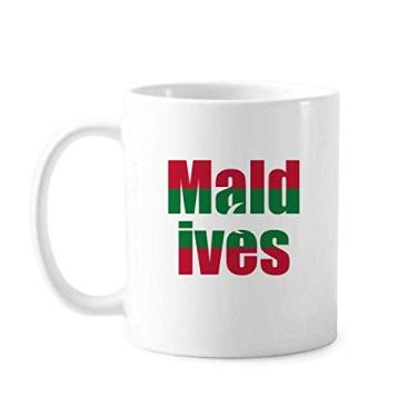 Imagem de Caneca de cerâmica com nome da bandeira do país das Maldivas cerâmica xícara de porcelana de café louça