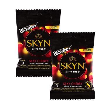 Imagem de Kit 2 Pacotes Preservativo SKYN Sexy Cherry C/ 3 Unidades Cada