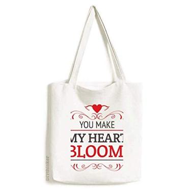 Imagem de Bolsa de lona You Make My Heart Bloom Valentine Bolsa de compras casual