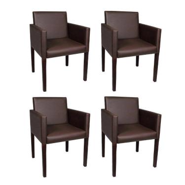 Imagem de Kit 4 Poltronas Nina Executiva Em Tecido Sintético - Marrom Café