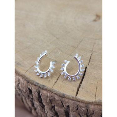 Imagem de Brinco De Prata 925 Sol Aberto Com Zircônia