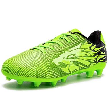 Imagem de Botas de futebol para meninos e meninas FG/TF para adolescentes futebol atletismo tênis para esportes internos e externos para crianças unissex, S1901 Verde Fg Ag, 1 UK
