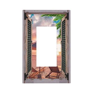 Imagem de Tropical Summer Beach Sunset 1 Gang Rocker/Decora Outlet Light Switch Wall Plate Cover Faceplate Decorativo Elétrico para Banheiro Casa Sala de Estar Quarto Decore 5" x 3