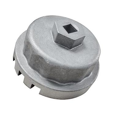 Imagem de Chave de filtro de óleo - Ferramenta de remoção de filtro de óleo resistente de 64 mm compatível com Toyota, Camry, Tundra, Lexus, Sienna, RAV4, Highlander - Chave de tampa de filtro de óleo estilo cartucho serve para motor de 2,5 a 5,7 L (prata)