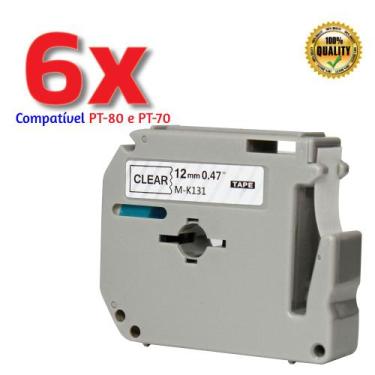 Imagem de Kit 6 Fitas Compatível Brother M-K231 MK231PT-80 12mm Escolha a Cor - 