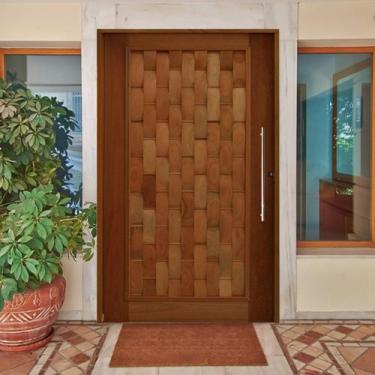 Imagem de Kit Porta de Madeira Pivotante 210x102cm Batente 14cm Fechadura 803 Ro