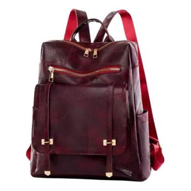 Imagem de Mochila Feminina Casual Couro Pu Espaçosa Faculdade Trabalho - Alwy, V