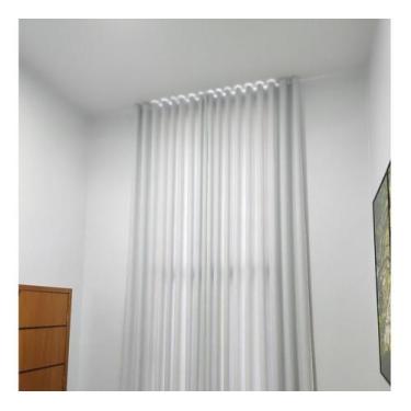 Imagem de Cortina Para Janela Voil Linho Com Forro Sobre Medida Wave Deslizante 