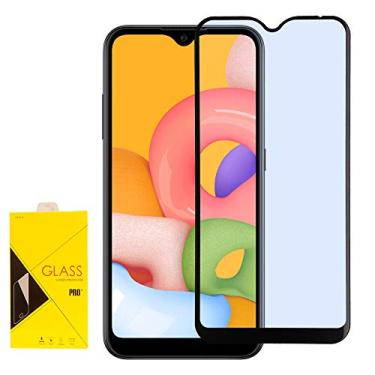 Imagem de CELZEN - Para Samsung Galaxy A01 SM-A015 - Protetor de tela de vidro temperado adesivo completo - Moldura preta