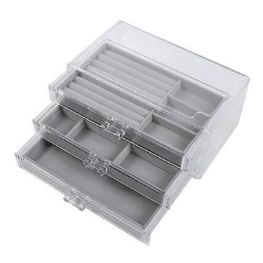 Imagem de 3 Bandejas Porta Joias Veludo Organizadora Bijuterias Luxo - Sweet Hom