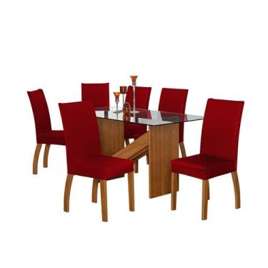 Imagem de Capa Para Cadeira Mesa De Jantar 08 Lugares Malha Gel Oferta Vermelho 