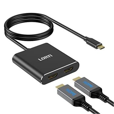 Imagem de Loryi Adaptador USB C para HDMI duplo 4K a 60Hz, divisor HDMI duplo com tela estendida para Windows, adequado para trabalho remoto, compatível com Thunderbolt 3/4