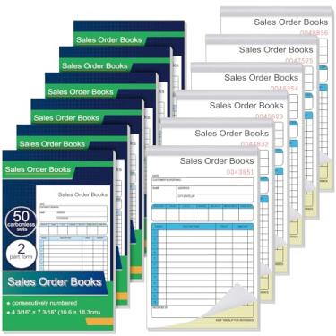 Imagem de Seajan 12 unidades de livros de pedidos de venda, 4,2 x 7,2 polegadas 2 partes livro de ordem de compra com cópias sem carbono livro de recibos para pequenas empresas livro de registro 50 conjuntos