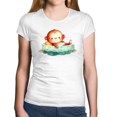 Imagem de Baby Look Algodão Ursinho Bebê Na Piscina  - Foca na Moda, Branco, GG
