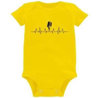 Imagem de Body Bebê Microfone Batimentos Cardíacos - Foca na Moda, Amarelo, P