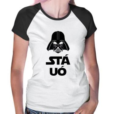 Imagem de Baby Look Raglan Stá Uó - Foca na Moda, Branco, Preto, P