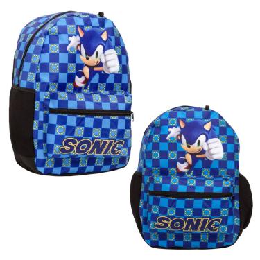 Imagem de Bolsa Escolar Masculina Sonic Desenho Costas Resistente