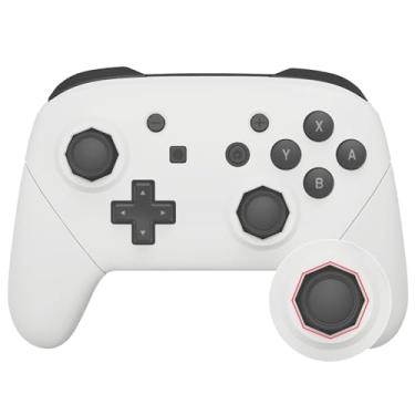 Imagem de eXtremeRate — Capa branca octogonal com alças para placa traseira e placa traseira, toque macio para controle Nintendo Switch Pro - controle não incluído