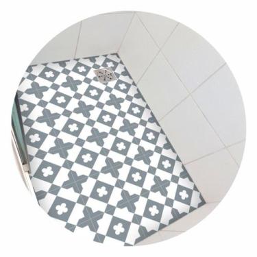 Imagem de Piso vinil antiderrapante para box Ladrilho Trevo Cinza - 1,20 x 0,80 