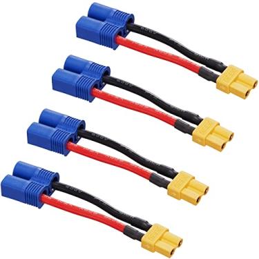 Imagem de ZHOFONET Adaptador de conector EC5 macho para XT30 fêmea, cabo de extensão XT30-EC5, adaptador de bateria RC com fio de silicone de 5 cm 16AWG para bateria LiPo Micro FPV Drone