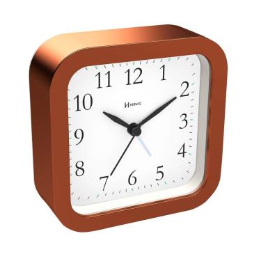 Imagem de Relógio Despertador Herweg Quartz Sem Tic Tac Rosê Gold Fosco 2645-330 único
