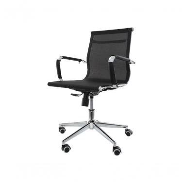 Imagem de Cadeira De Escritório Diretor Secretária Baixa Confortável Charles Eames Eiffel Tela Mesh Para 120 Kg Mesh Preto