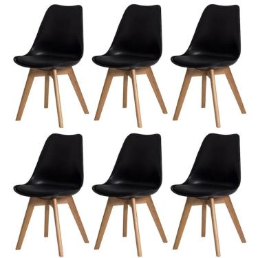 Imagem de Kit 6 Cadeiras Eames Eiffel Wood Leda Saarinen Design Para Mesa De Jantar Sala Cozinha Escrivaninha - Preto Preto