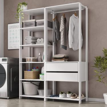 Imagem de Armário Multiuso De Lavanderia Modulado 135cm 2 Peças Multimóveis Mp5058 Branco