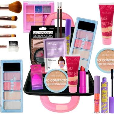 Imagem de Kit De Maquiagem Maleta Pó Comapcto Base Batom Gloss Clara - Nova Aven