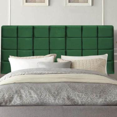 Imagem de Painel Estofado Luxo Clara 160cm Queen Size Para Cama Box Suede Verde 