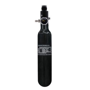 Imagem de TUXING Tanque de ar de fibra de carbono 4500Psi 0,3L 18Cu em 300cc Pcp HPA Garrafa, Cilindro de Gás, Paintball Hunting for PCP Air Rifle Gun Daystate e FX Thread M18 * 1,5 (Pressão de saída: 800psi)