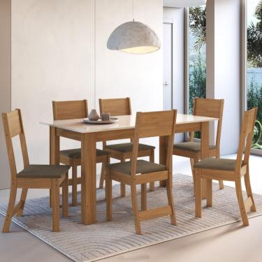 Imagem de Conjunto Sala de Jantar Fidelitá Veneza Com 6 Cadeiras Freijó/Off-White Assento Cacau