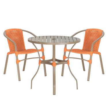 Imagem de 02 Cadeiras Floripa E Mesa Roma 80cm Fendi Trama Original Terra Cota