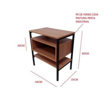 Imagem de Mesa de Cabeceira Industrial LUX PÉ FERRO MAIS MDF - Dylon moveis