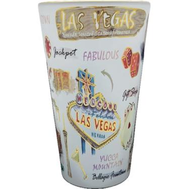 Imagem de Central Souvenir and Novelty LLC Coleção de vidro fosco Las Vegas City Design, bistrô/canecas de café, vinho, copo (Tumbler)