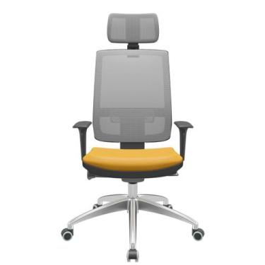 Imagem de Cadeira Office Brizza Tela Cinza Com Encosto Assento Facto Dunas Amare